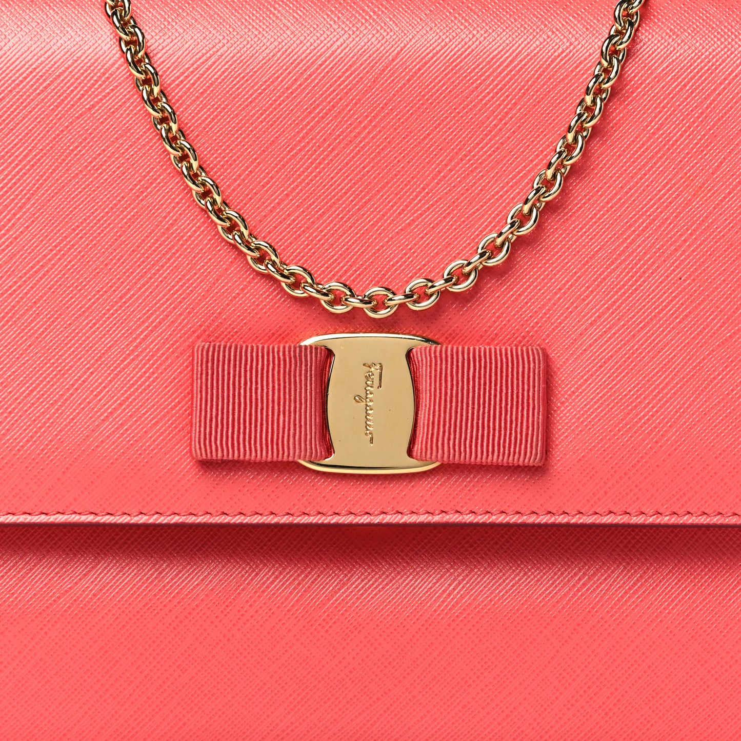 Calfskin Vara Bow Chain Flap Crossbody Orange