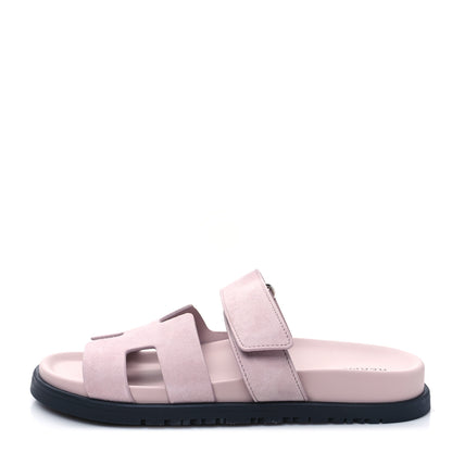 Hermes Suede Goatskin Womens Chypre Sandals 36 Rose Porcelaine 1 of 8