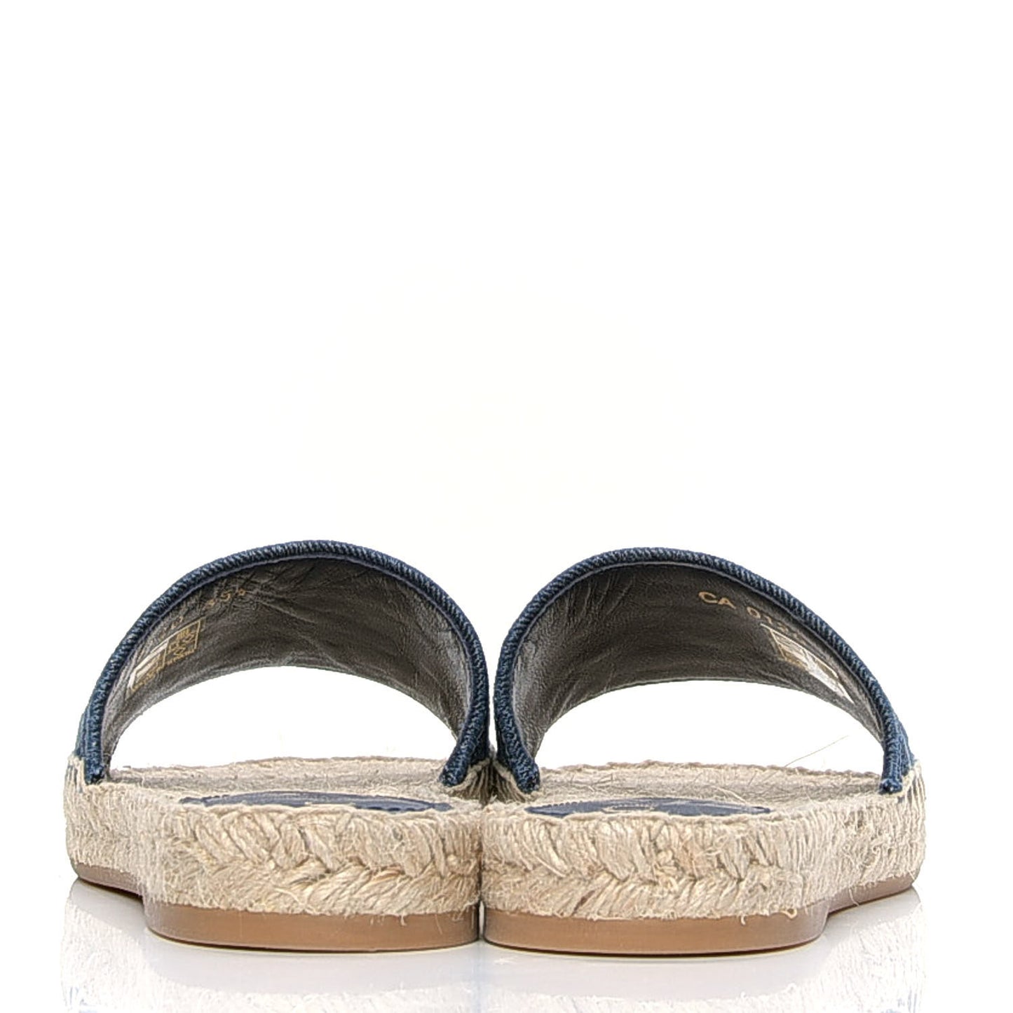 Denim Embroidered Granville Espadrille Flat Slide Sandals 35.5 Blue