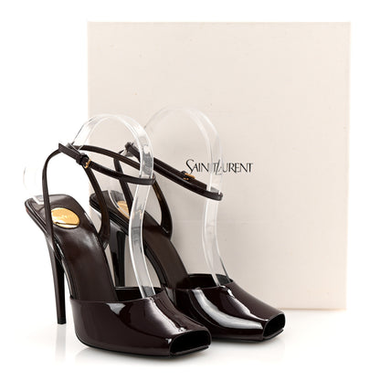 Saint Laurent Patent Calfskin La Scandale 110 Sandals 39 Marron Glace 10 of 10