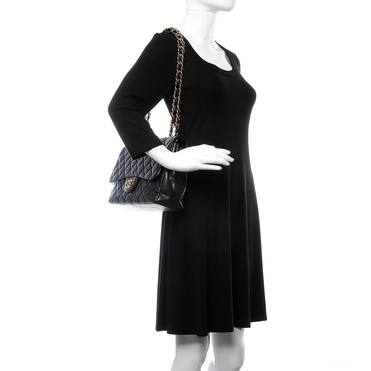 Chanel Caviar Quilted Jumbo Single Flap Black 3 of 20