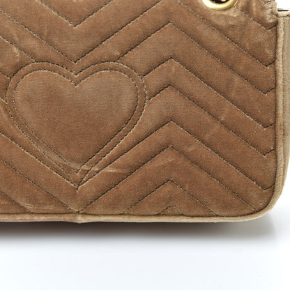 Gucci Velvet Matelasse Small GG Marmont Shoulder Bag Taupe 13 of 15