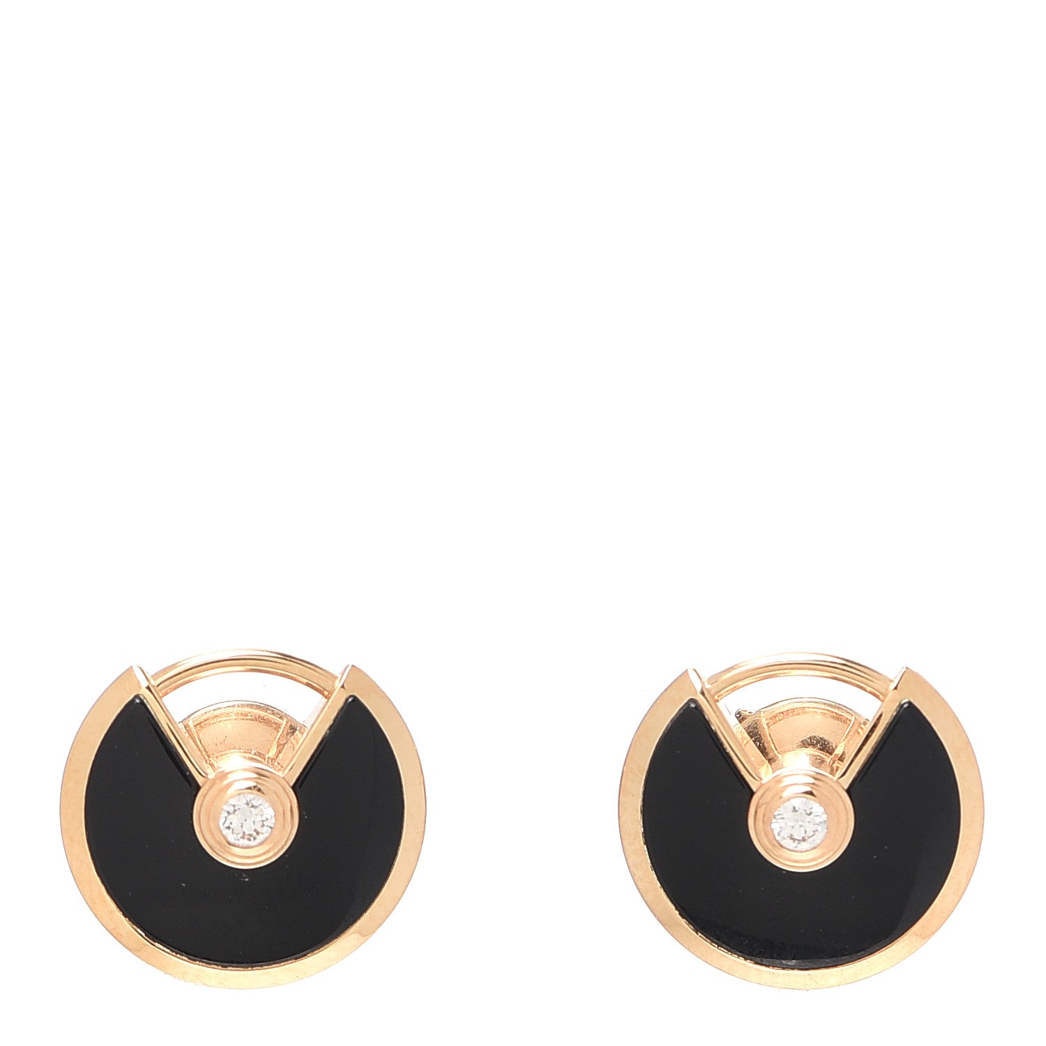 Cartier 18K Pink Gold Diamond Black Onyx Amulette de Cartier Earrings 1 of 4