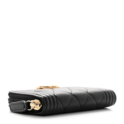 Chanel Caviar Quilted Boy Zip Around Coin Purse Wallet Black 4 of 8