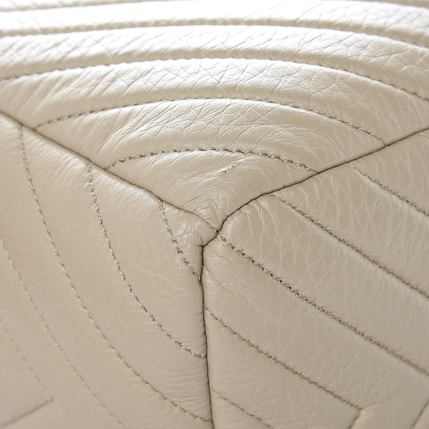 Chanel Deerskin Chevron Small CC Chain Bucket Bag Beige 13 of 14