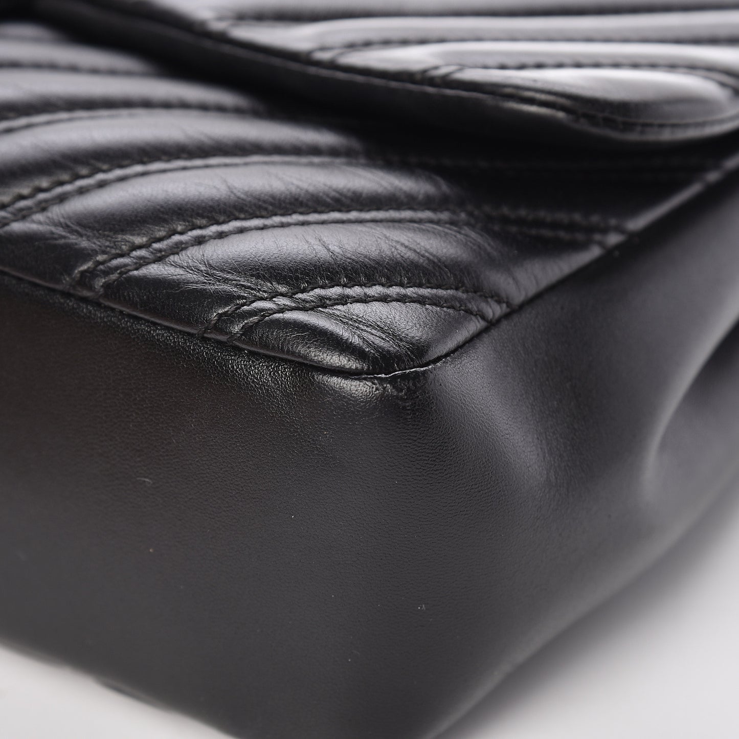 Lambskin Chevron Quilted Double Stitch Jumbo Single Flap Black