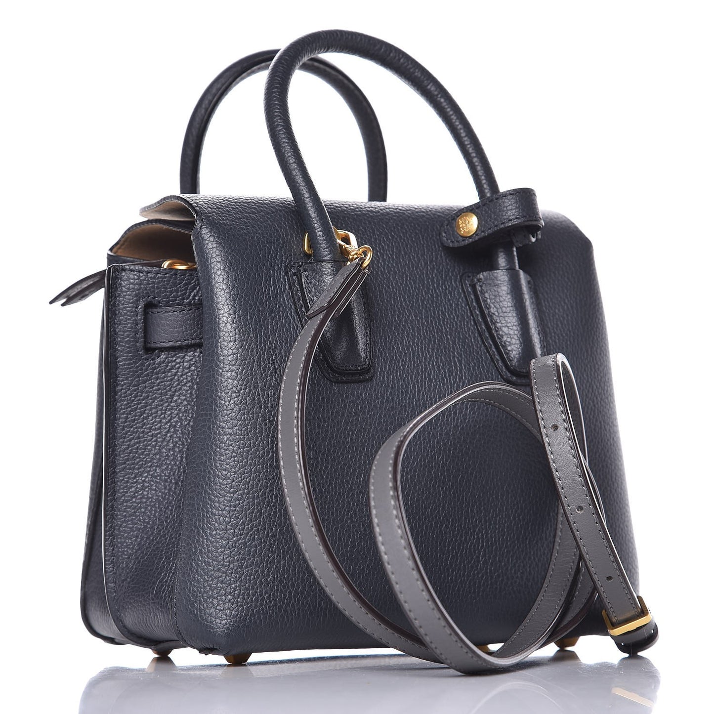 Grained Calfskin Mini Milla Tote Phantom Grey
