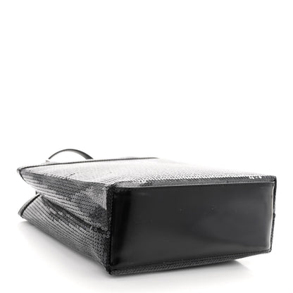 Prada Sequin Mesh Small Tote Bag Black 5 of 12