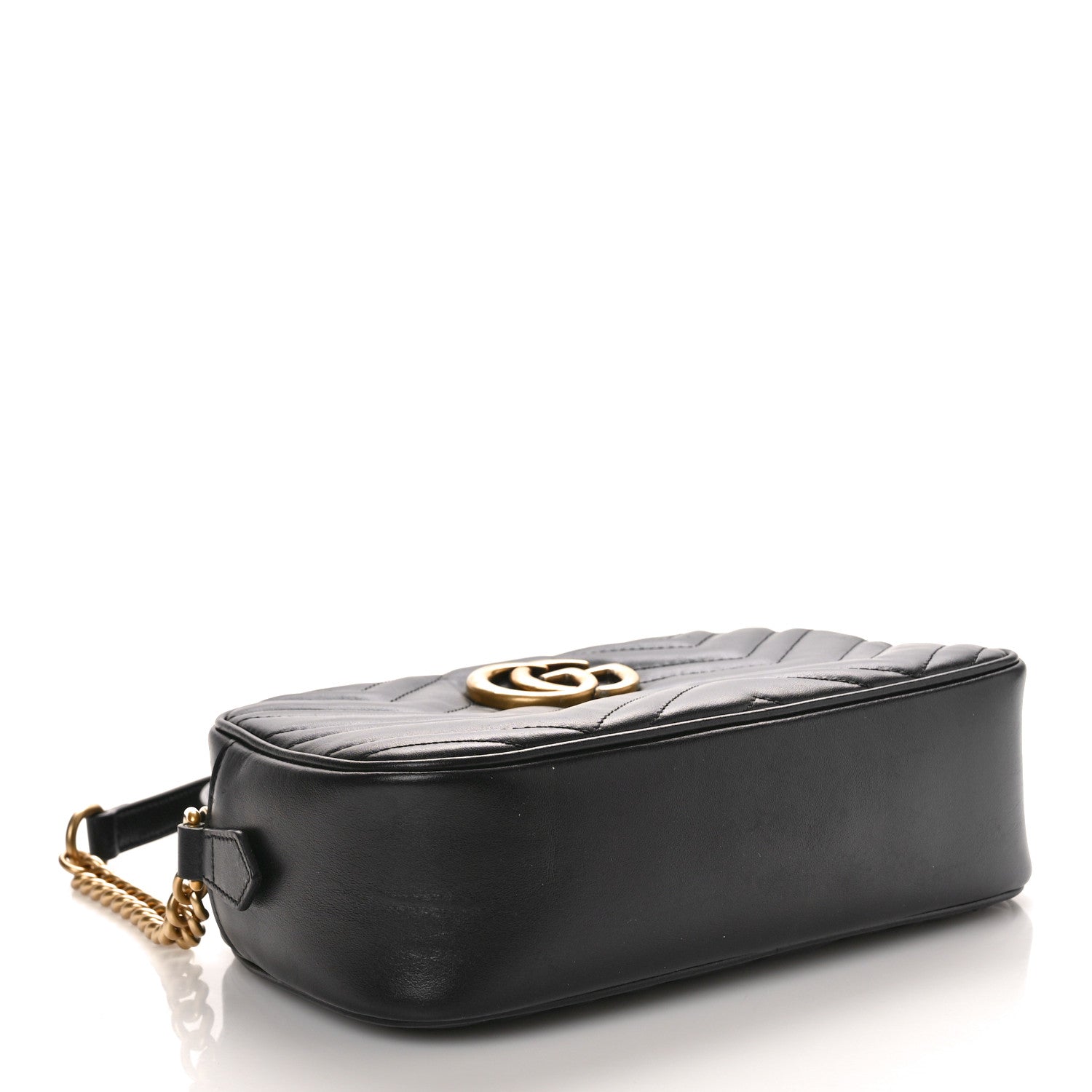 Gucci Calfskin Matelasse Small GG Marmont Chain Shoulder Bag Black 4 of 10