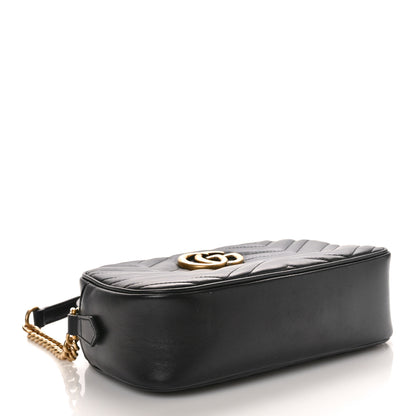 Gucci Calfskin Matelasse Small GG Marmont Chain Shoulder Bag Black 4 of 10