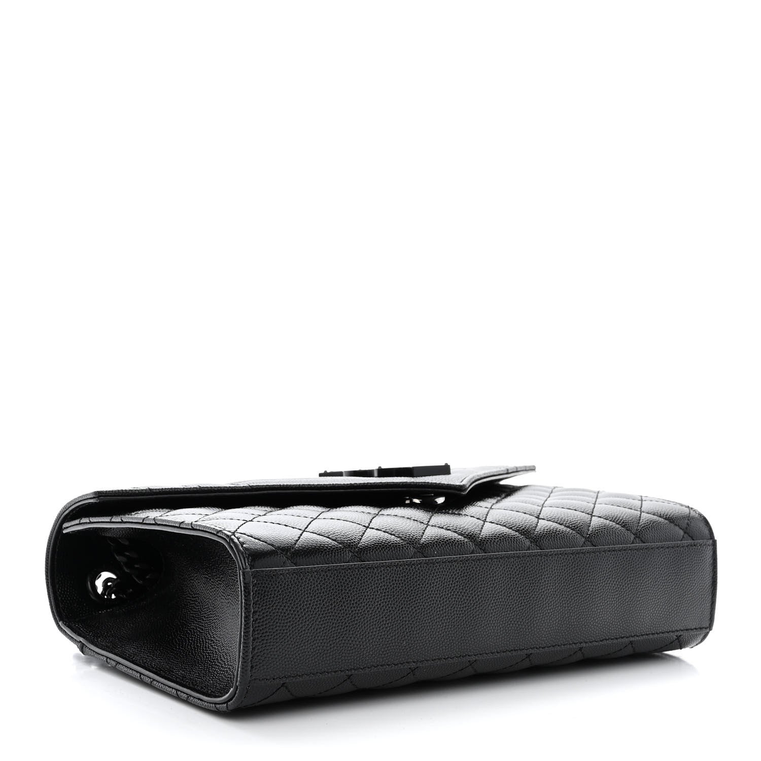 Saint Laurent Grain De Poudre Textured Mixed Matelasse Triquilt Medium Monogram Monochrome Satchel Black 4 of 11