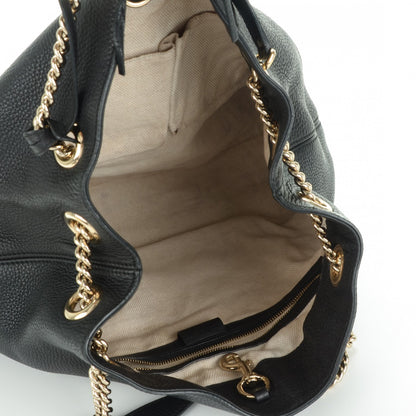 Gucci Pebbled Calfskin Medium Soho Chain Shoulder Bag Black 5 of 7