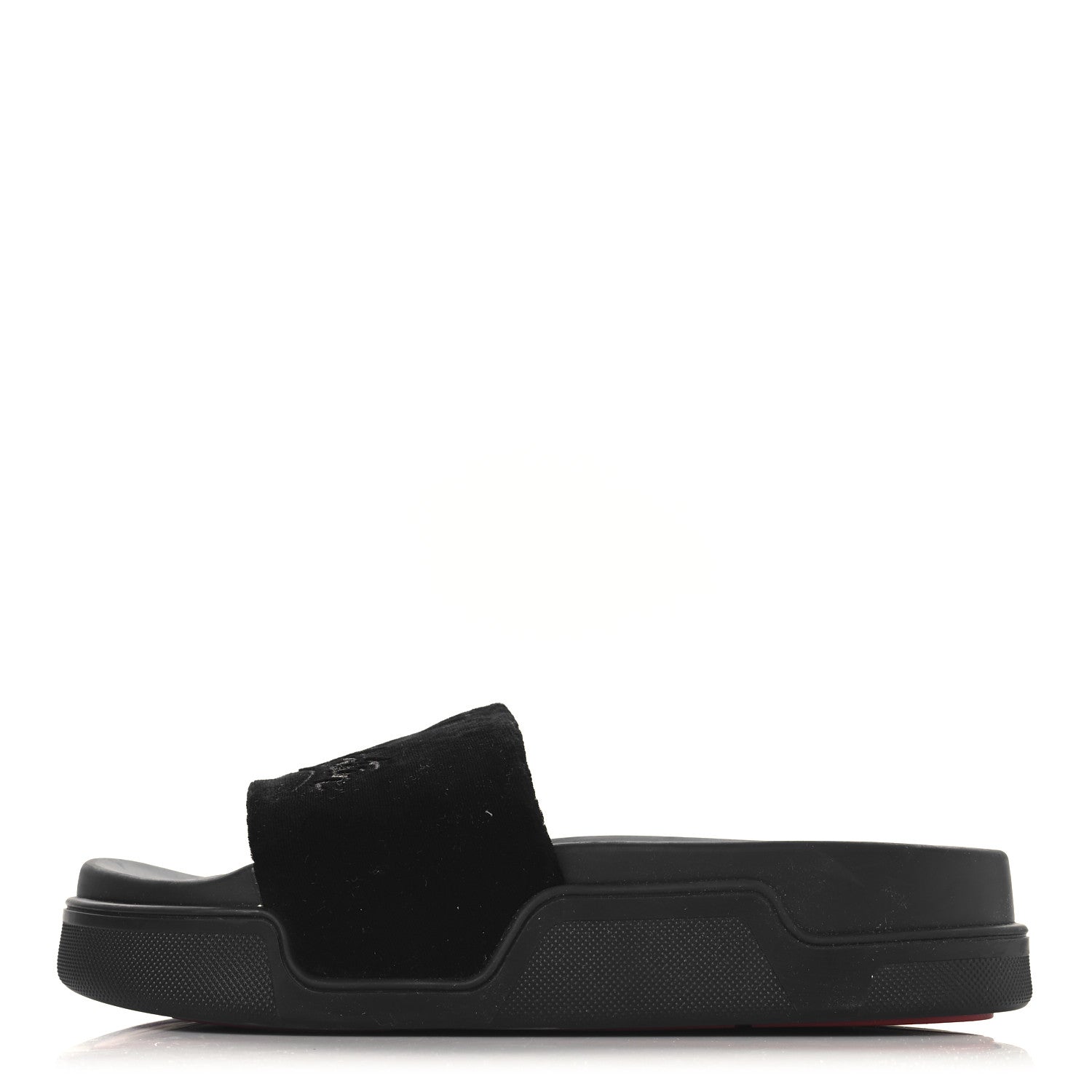 Christian Louboutin Suede Womens Navy Pool Donna Flat Slide Sandals 37.5 Black 1 of 8