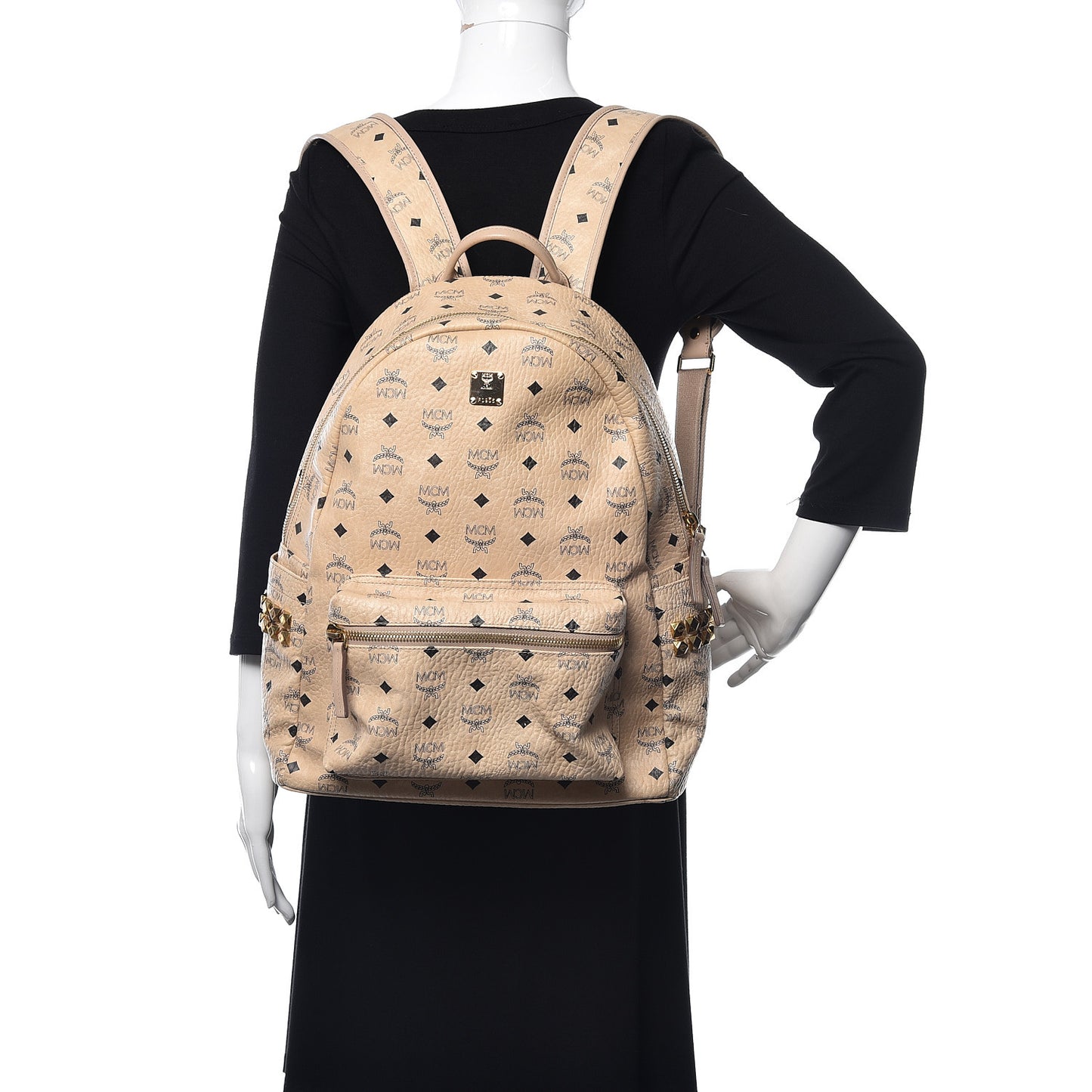 Visetos Medium Side Studs Stark Backpack Beige