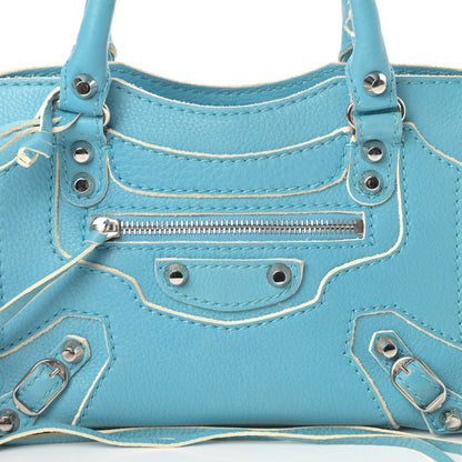 Balenciaga Supple Grained Calfskin Classic Silver Hardware Highlight Mini City Bleu Caraibes 8 of 17