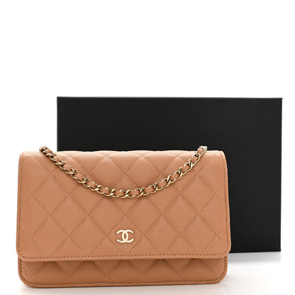 Chanel Caviar Quilted Wallet on Chain WOC Dark Beige 12 of 12