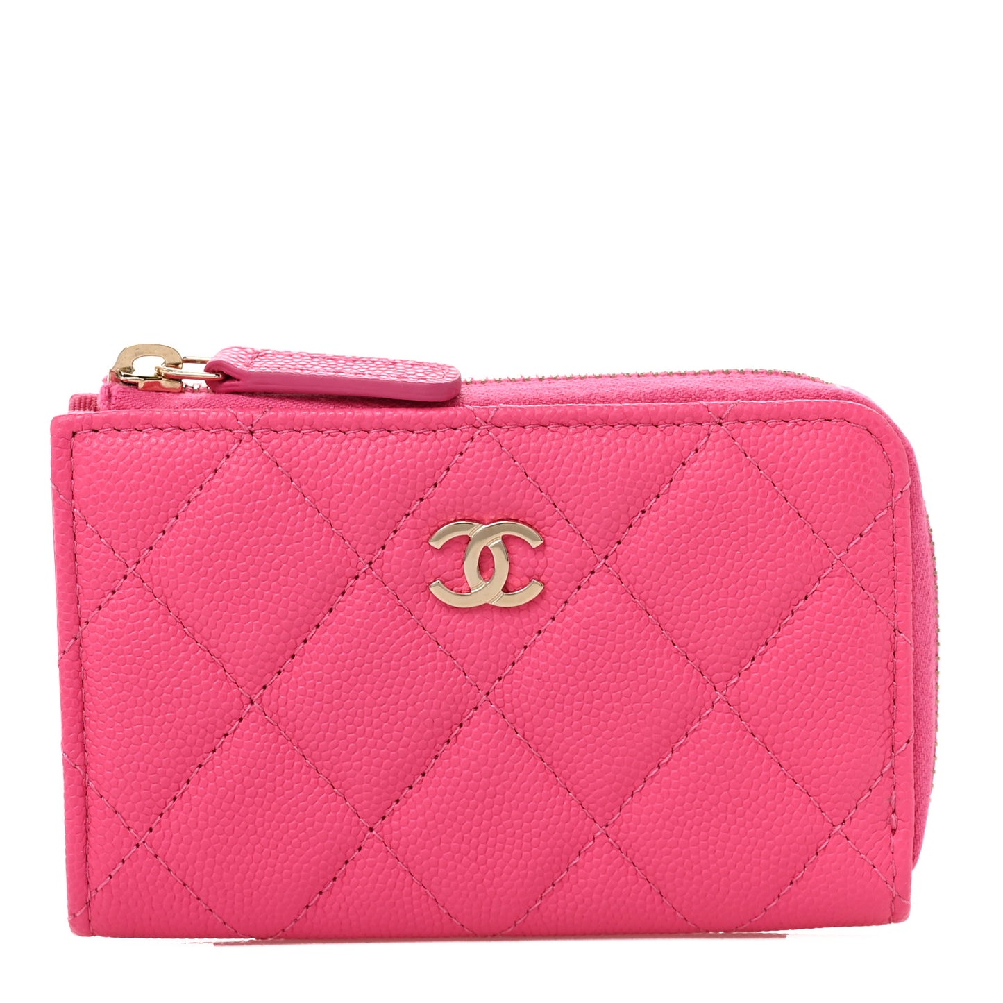 Caviar Quilted Zipped Key Holder Case Pink