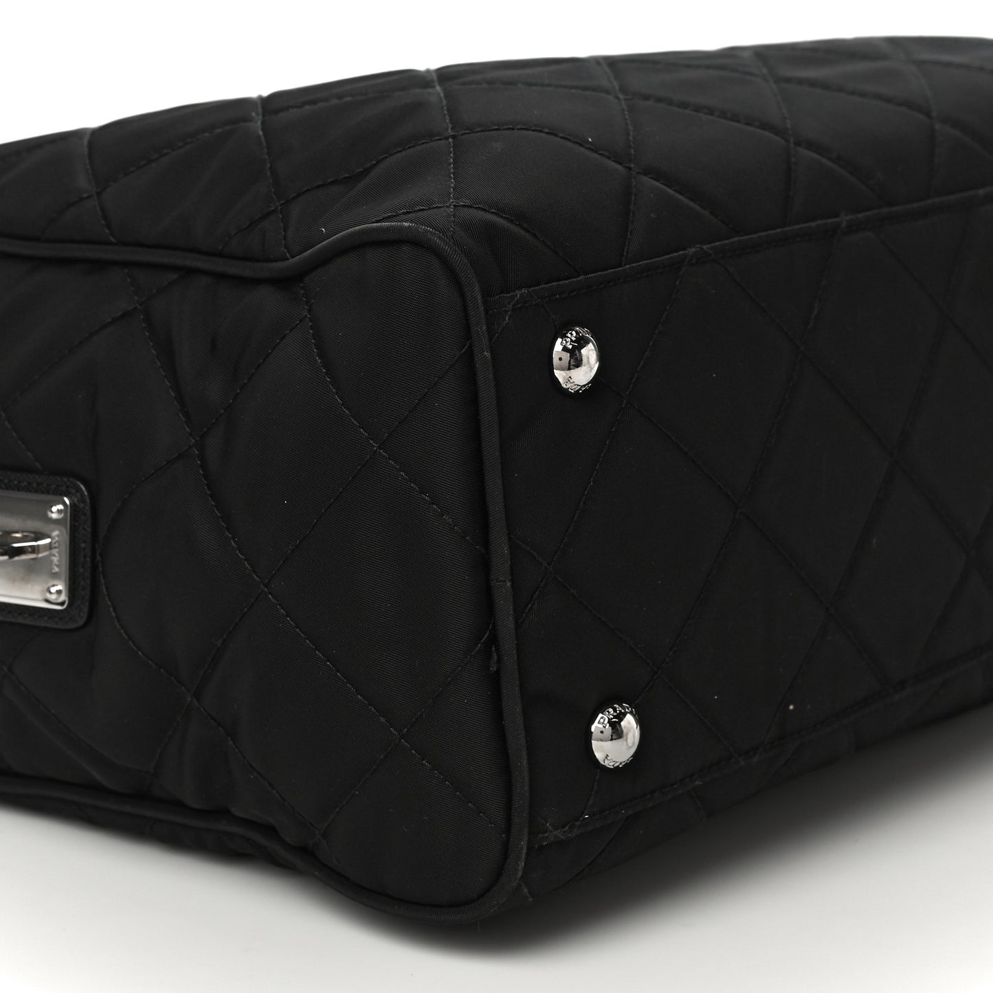 Nylon Tessuto Impuntu Quilted Shoulder Bag Black
