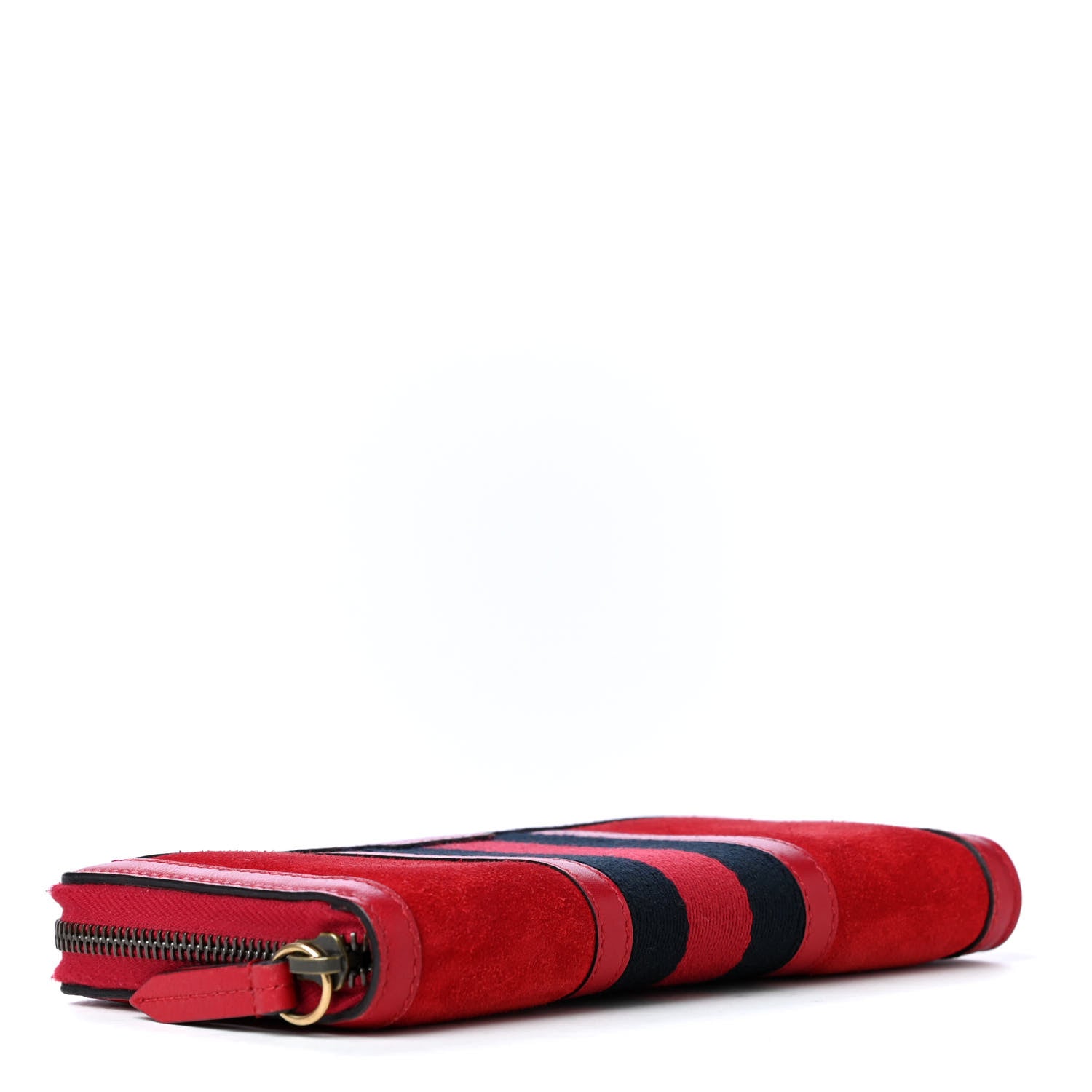 Gucci Suede Web Rania Zip Around Wallet Hibiscus Red 3 of 4