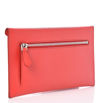 Prada Saffiano Metal Envelope Wallet Red 3 of 6
