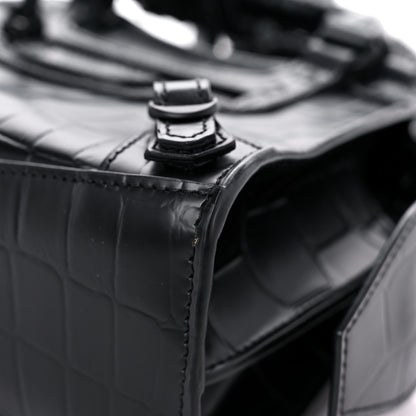 Balenciaga Semi Shiny Calfskin Crocodile Embossed Neo Classic Black Hardware Mini City Black 8 of 14