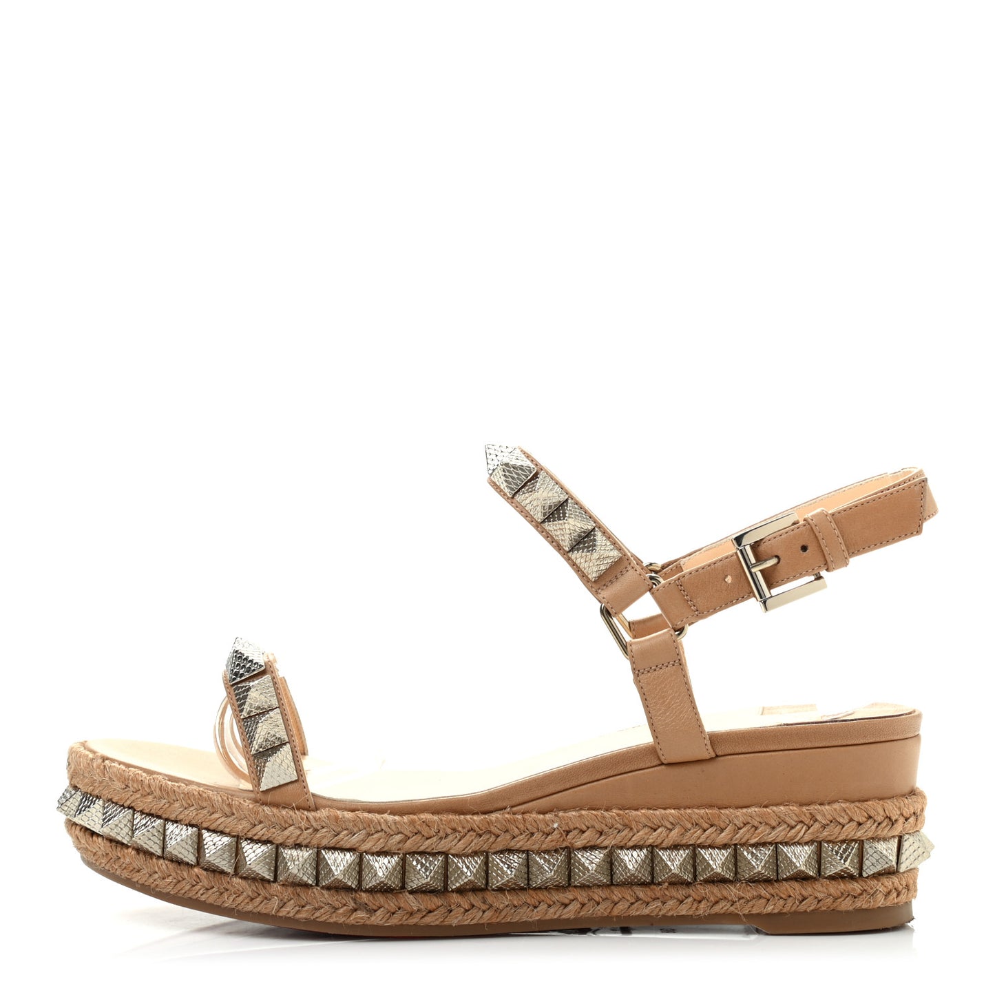 Calfskin Pyraclou 60 Platform Sandals 38 Light Tan