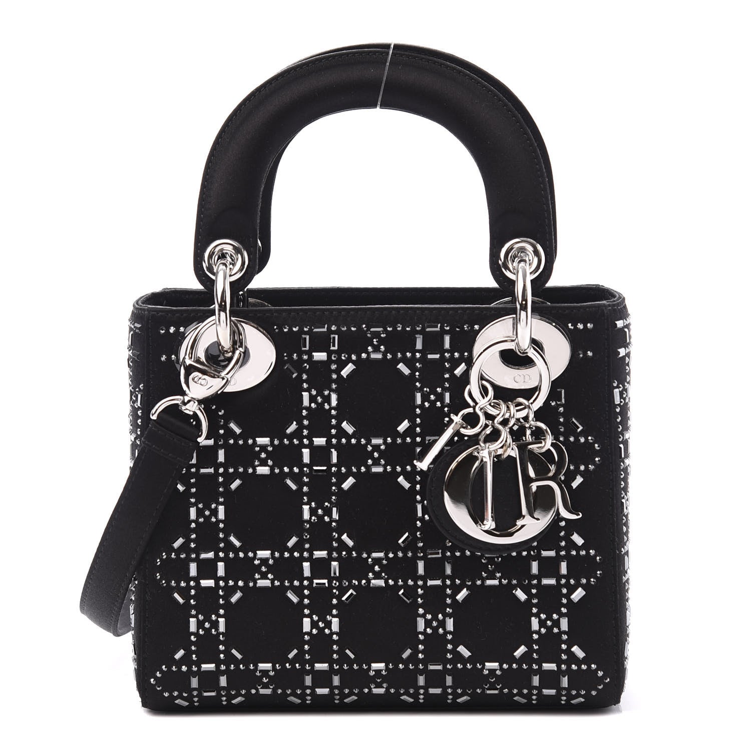 Christian Dior Satin Crystal Cannage Mini Lady Dior Black 1 of 10