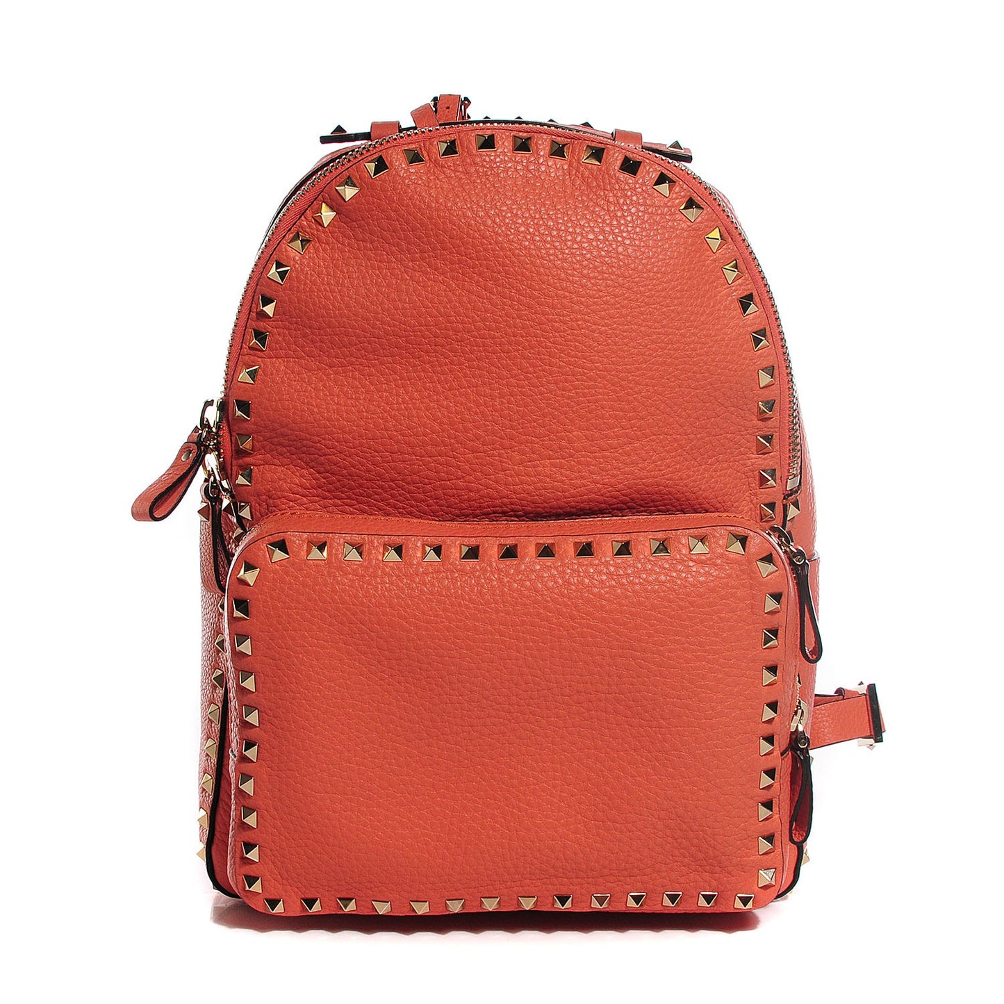 Grained Calfskin Medium Rockstud Backpack Coral