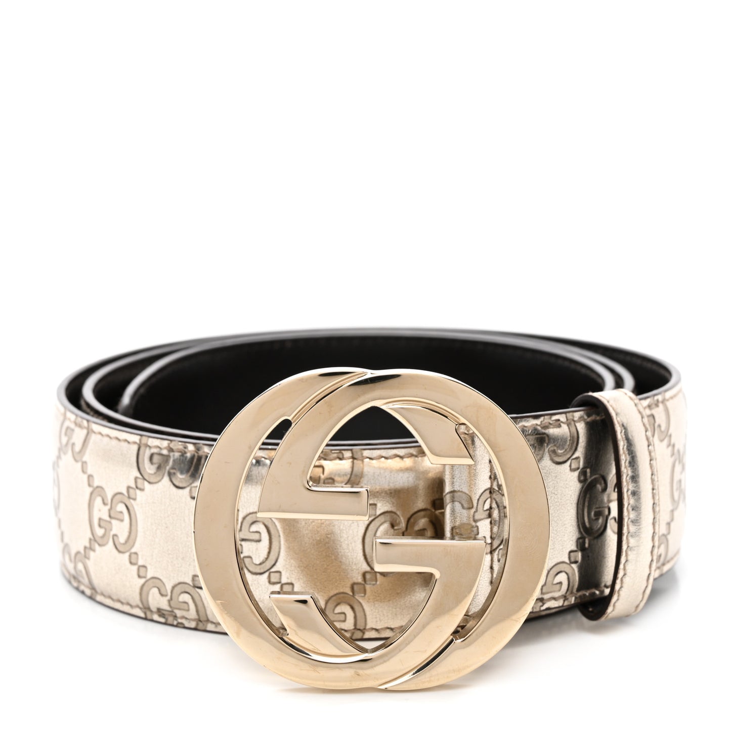 Metallic Guccissima Interlocking G Belt 100 40 Gold