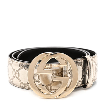 Gucci Metallic Guccissima Interlocking G Belt 100 40 Gold 1 of 5