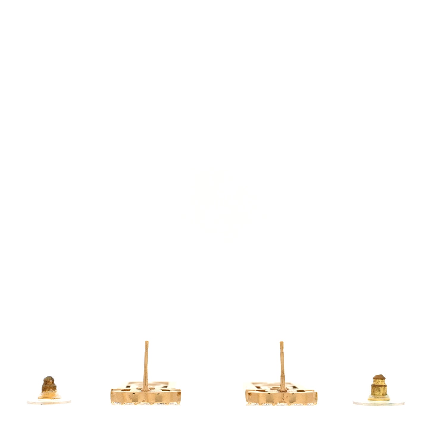 Metal Crystal CC Boy Drop Earrings Gold