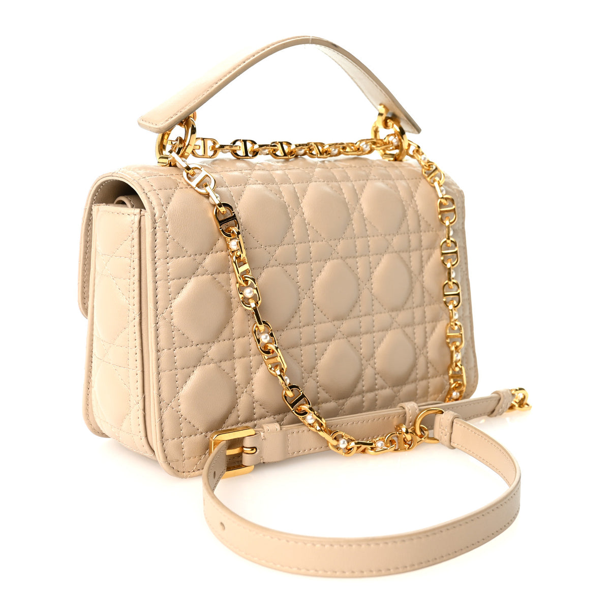 Christian Dior Lambskin Cannage Small Jolie Top Handle Bag Powder Beige Latte 3 of 10