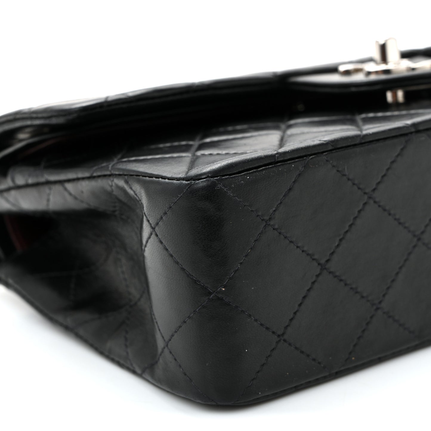 Lambskin Quilted Small Double Flap Black