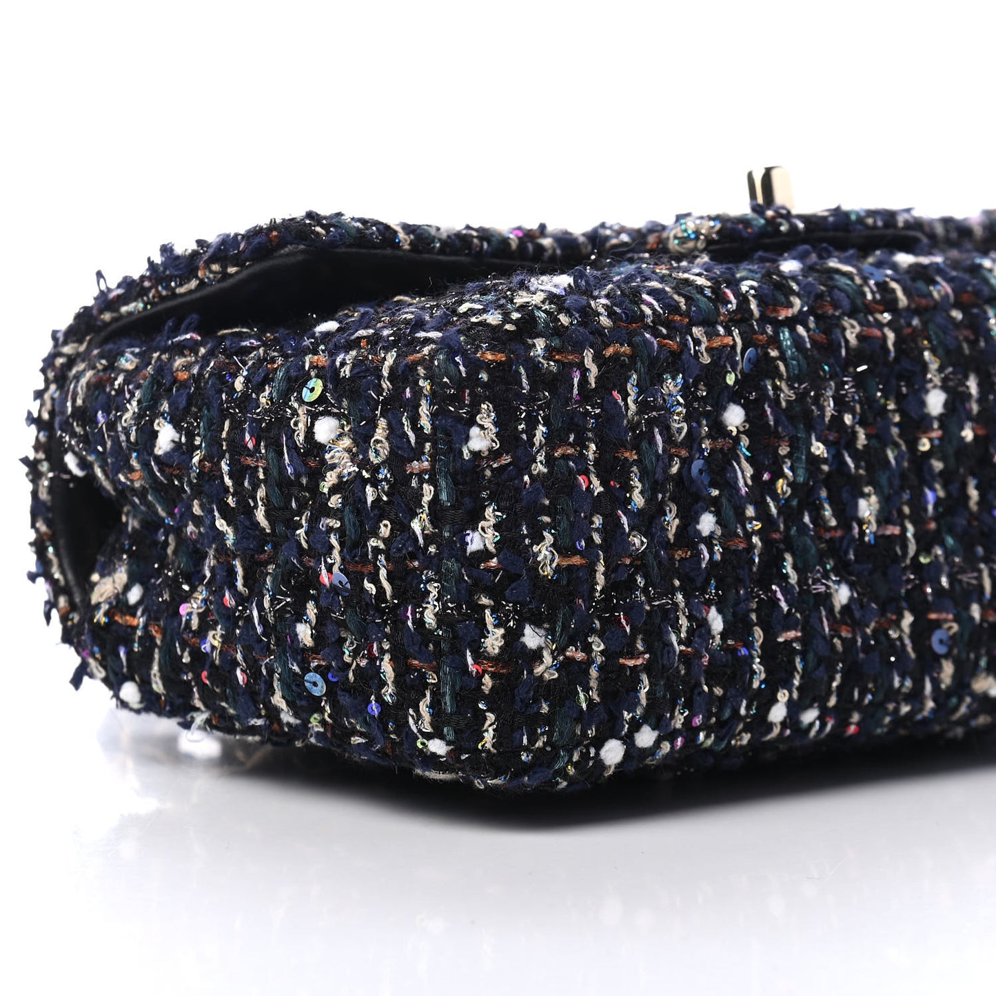 Glittered Tweed Quilted Mini Rectangular Flap Navy Blue Mulitcolor