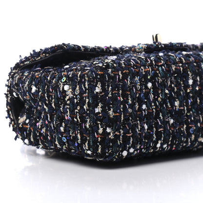 Chanel Glittered Tweed Quilted Mini Rectangular Flap Navy Blue Mulitcolor 8 of 9