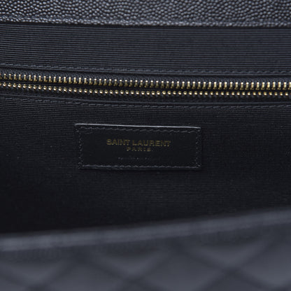 Saint Laurent Grain De Poudre Textured Mixed Matelasse Large Triquilt Monogram Satchel Black 6 of 9