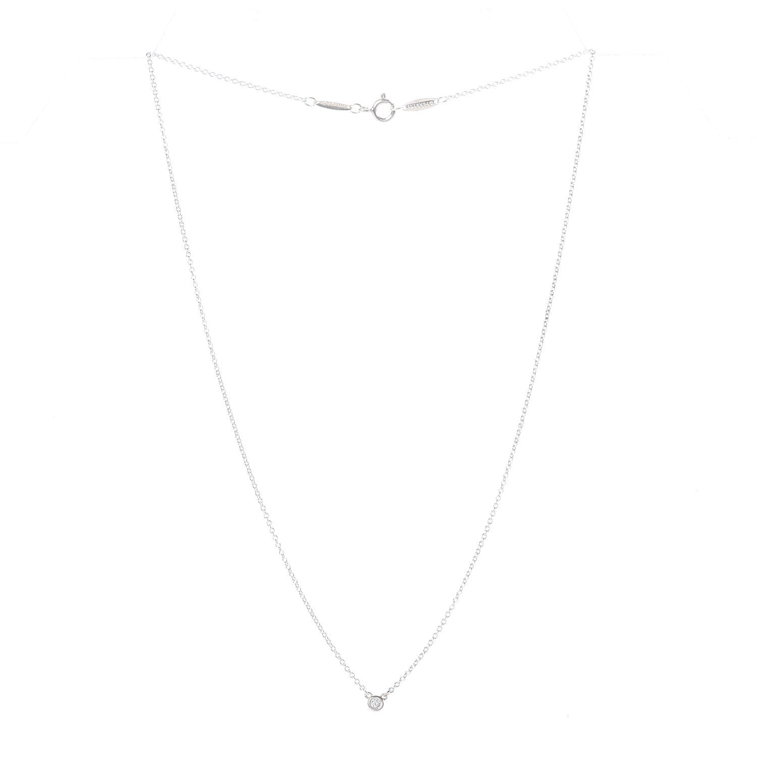 Tiffany Sterling Silver Diamond .03ct Elsa Peretti Diamonds by the Yard Pendant Necklace 3 of 4