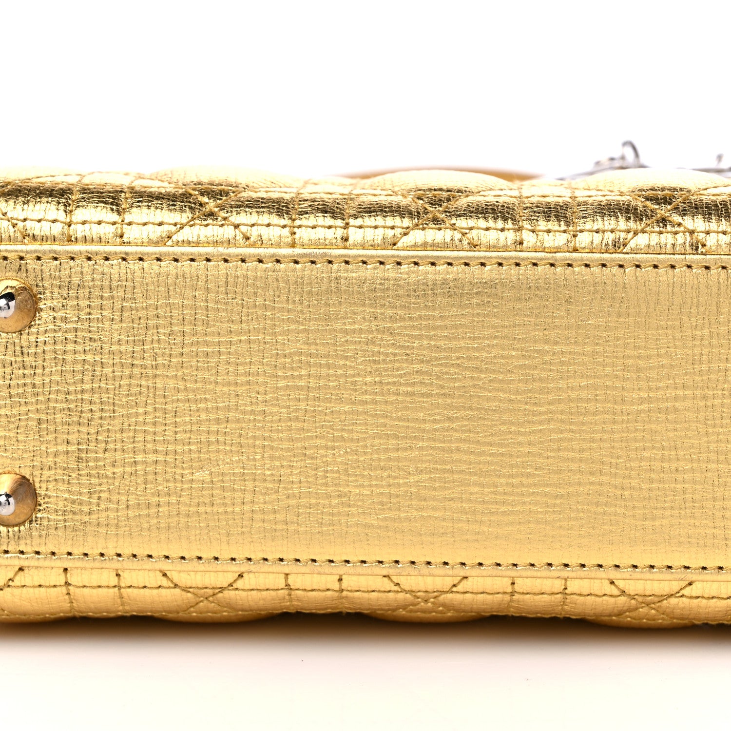 Christian Dior Metallic Grained Calfskin Cannage Small Lucky Badges My Lady Dior Gold 10 of 11