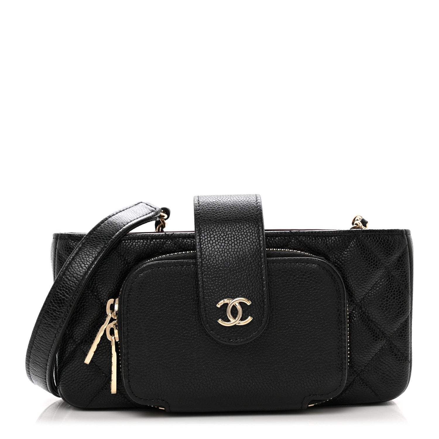 Chanel Caviar Quilted Business Affinity Phone Holder With Chain Black 1 of 9