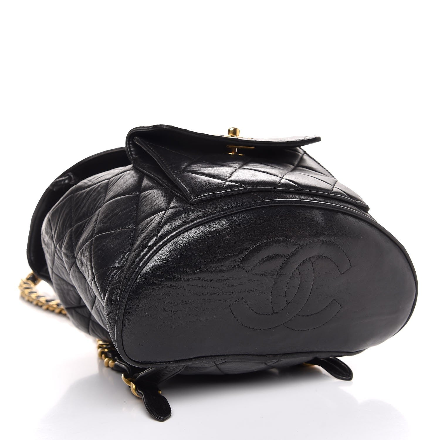 Chanel Lambskin Quilted Drawstring Backpack Black 13 of 19