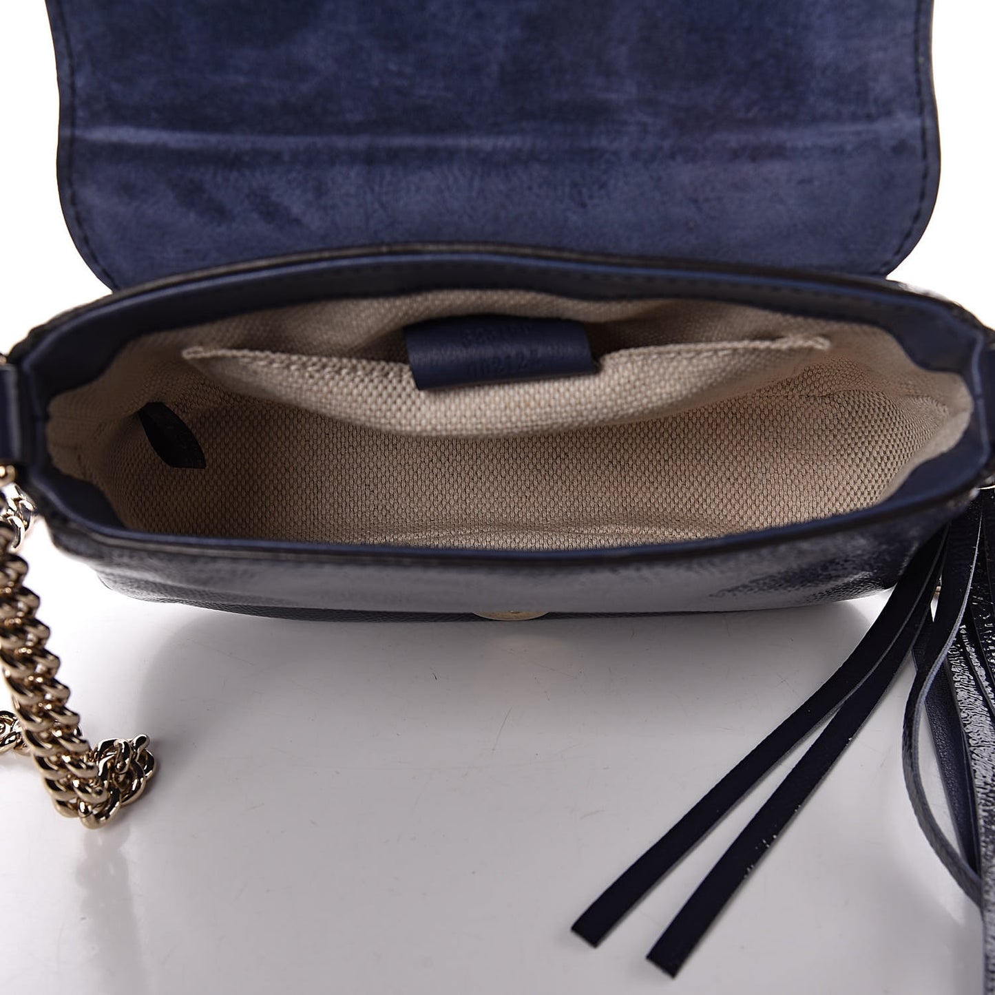 Vernice Naplack Small Soho Flap Crossbody Uniform Blue