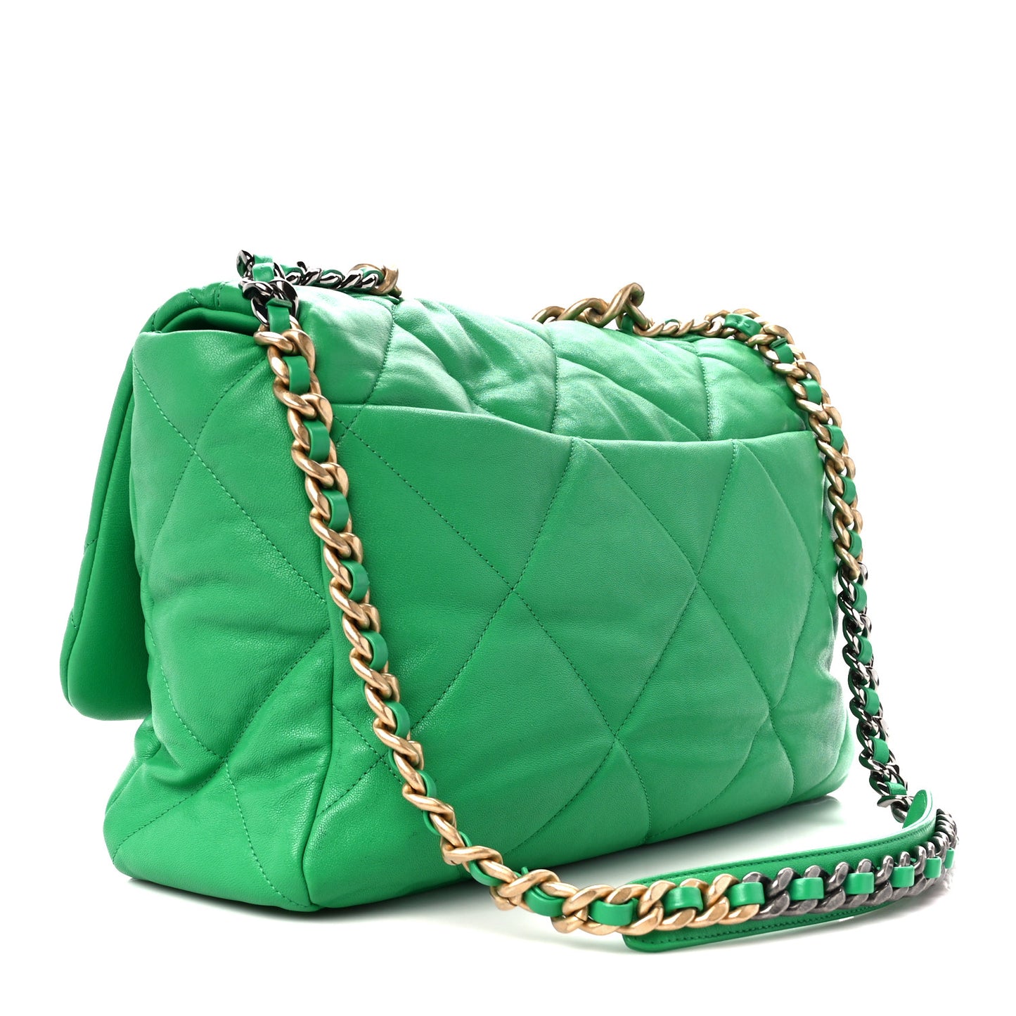 Lambskin Quilted Maxi Chanel 19 Flap Green