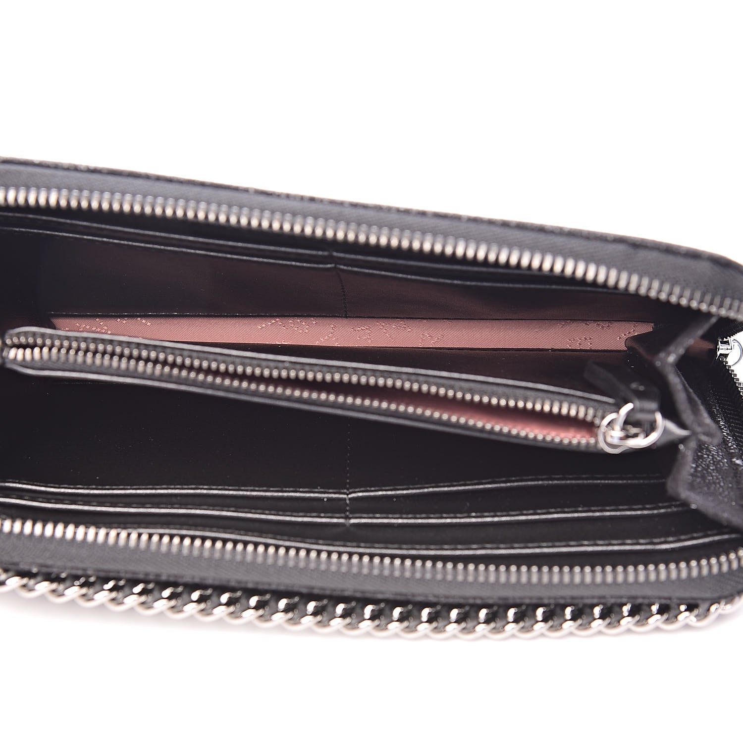 Stella McCartney Shaggy Deer Falabella Zip Around Wallet Black 5 of 7
