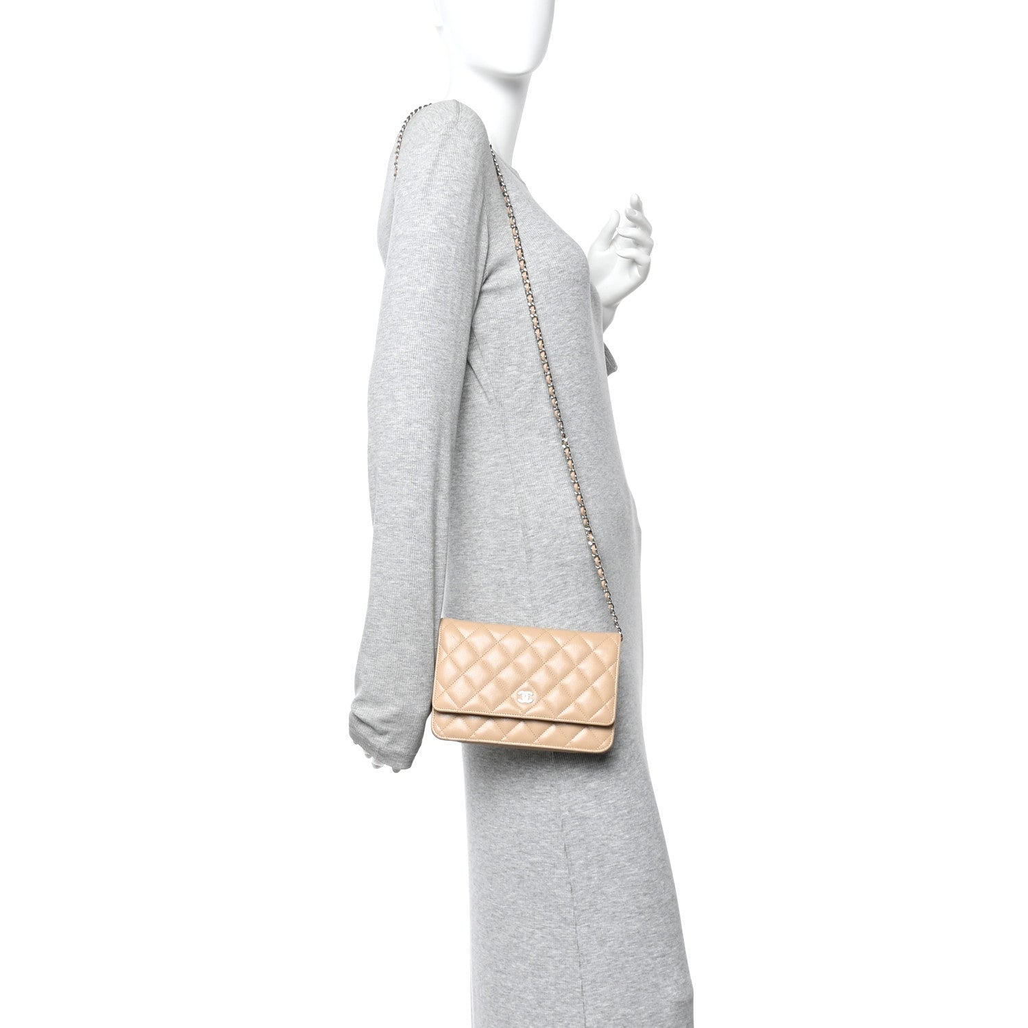 Chanel Caviar Quilted Wallet on Chain WOC Beige 2 of 11