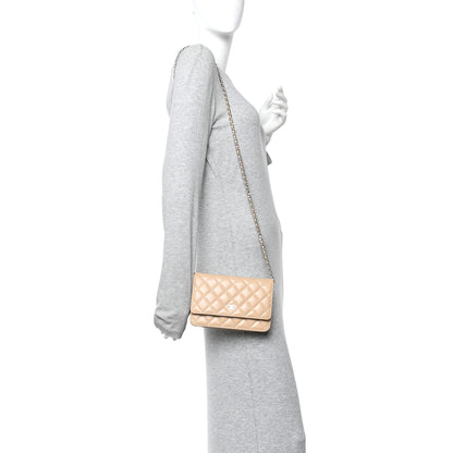 Chanel Caviar Quilted Wallet on Chain WOC Beige 2 of 11