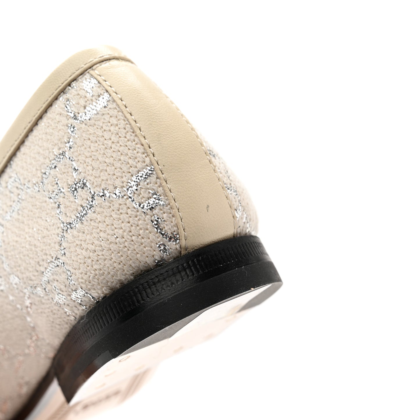 Canvas GG Monogram Horsebit Womens Jordaan Loafers 36 Gardenia Silver