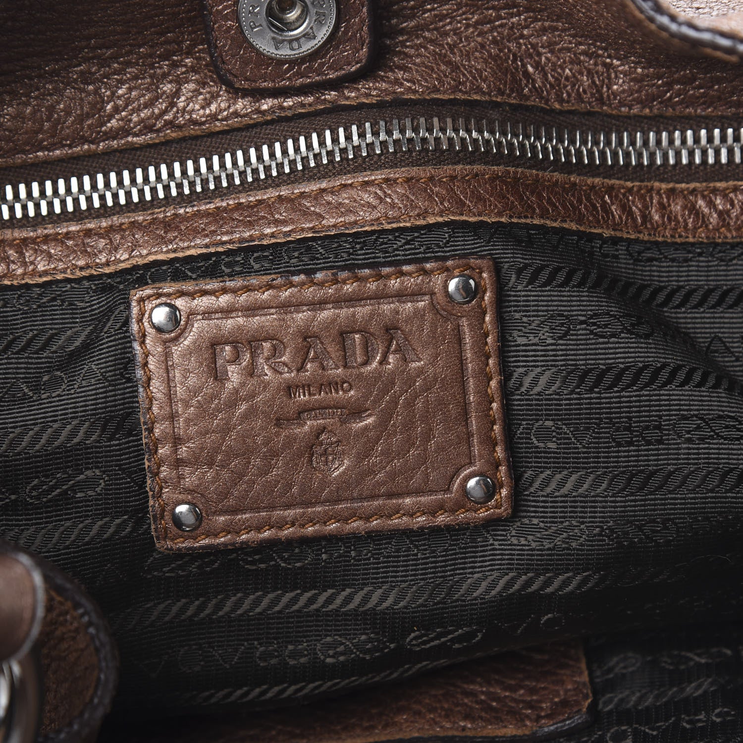 Prada Metallic Vitello Daino Hobo Brown 6 of 13