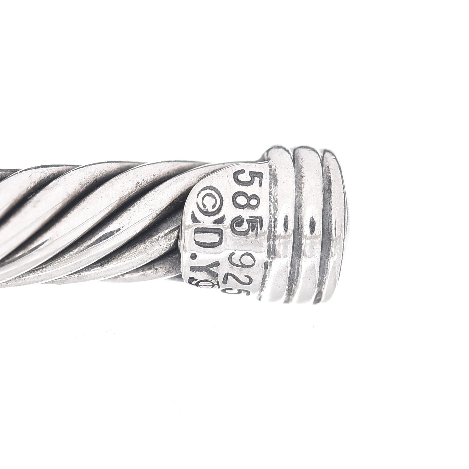 David Yurman Sterling Silver 14K Yellow Gold 5mm Station Cable Bracelet 4 of 5