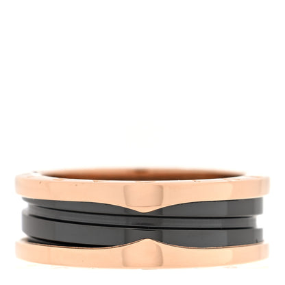 Bulgari 18K Rose Gold Black Ceramic B.Zero1 Two-Band Ring 62 10 3 of 4