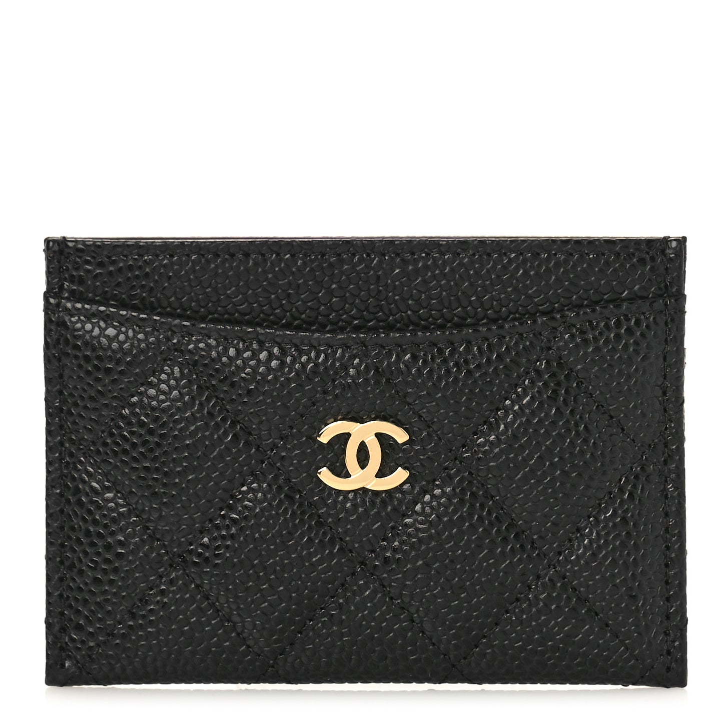 Caviar Quilted Card Holder Black